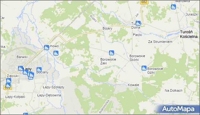 mapa Borowskie Żaki, Borowskie Żaki na mapie Targeo