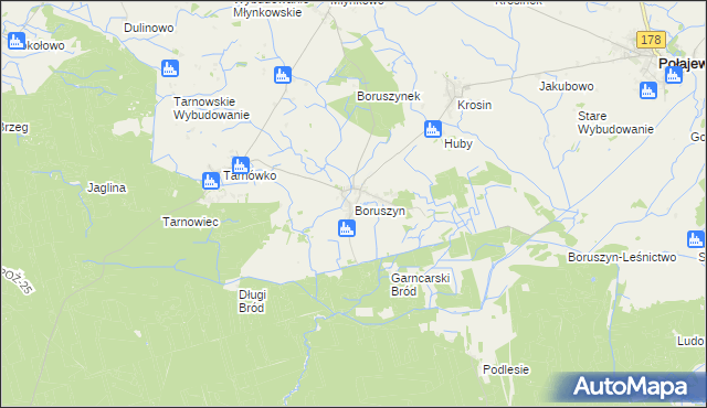 mapa Boruszyn gmina Połajewo, Boruszyn gmina Połajewo na mapie Targeo