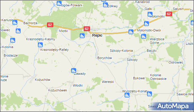 mapa Borychów, Borychów na mapie Targeo