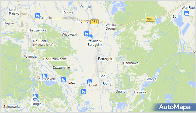mapa Borzęcin powiat brzeski, Borzęcin powiat brzeski na mapie Targeo