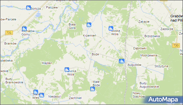 mapa Boże gmina Stromiec, Boże gmina Stromiec na mapie Targeo