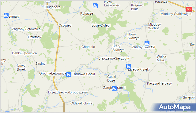 mapa Brajczewo-Sierzputy, Brajczewo-Sierzputy na mapie Targeo