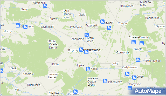 mapa Brąszewice, Brąszewice na mapie Targeo