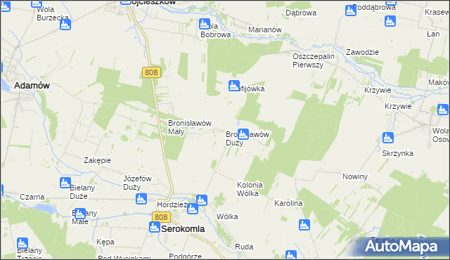 mapa Bronisławów Duży, Bronisławów Duży na mapie Targeo