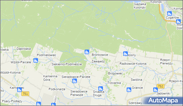 mapa Bronkowice, Bronkowice na mapie Targeo