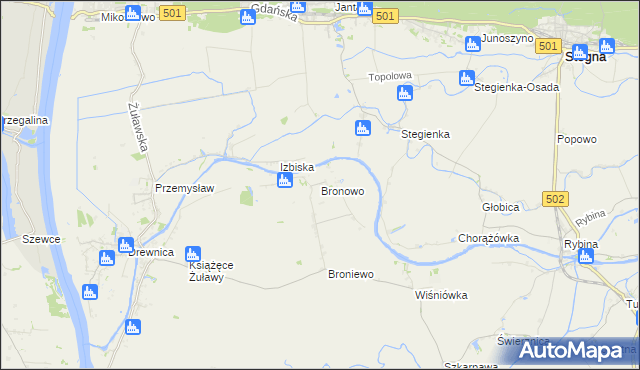 mapa Bronowo gmina Stegna, Bronowo gmina Stegna na mapie Targeo