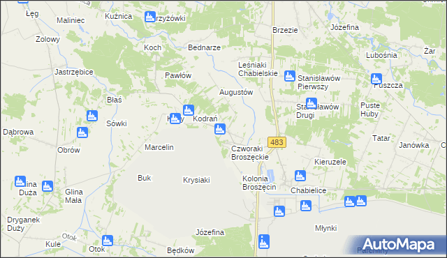 mapa Broszęcin, Broszęcin na mapie Targeo