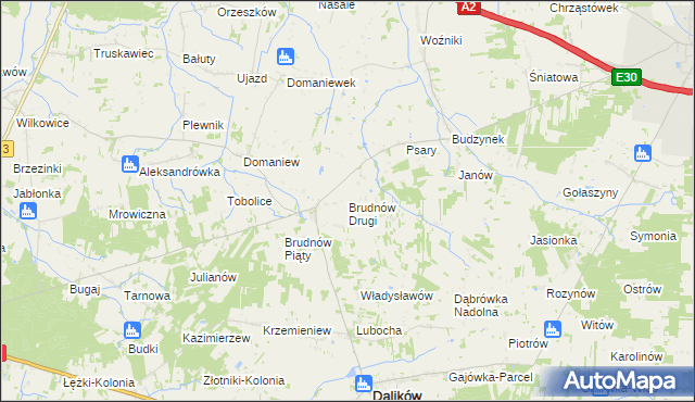 mapa Brudnów Drugi, Brudnów Drugi na mapie Targeo