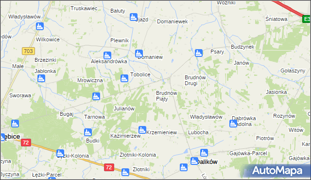 mapa Brudnów Piąty, Brudnów Piąty na mapie Targeo