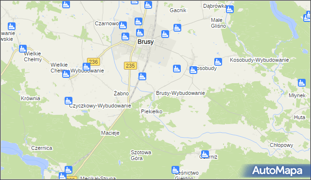 mapa Brusy-Wybudowanie, Brusy-Wybudowanie na mapie Targeo