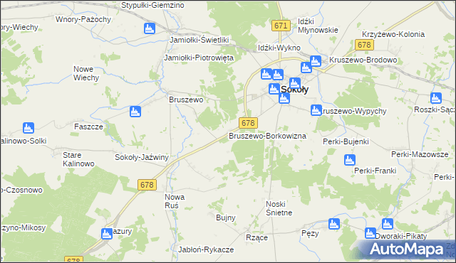 mapa Bruszewo-Borkowizna, Bruszewo-Borkowizna na mapie Targeo
