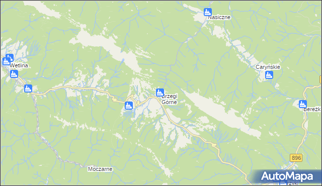 mapa Brzegi Górne, Brzegi Górne na mapie Targeo