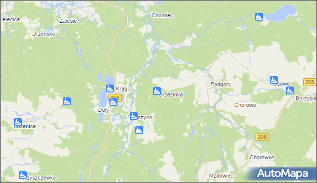 mapa Brzezinka gmina Kępice, Brzezinka gmina Kępice na mapie Targeo