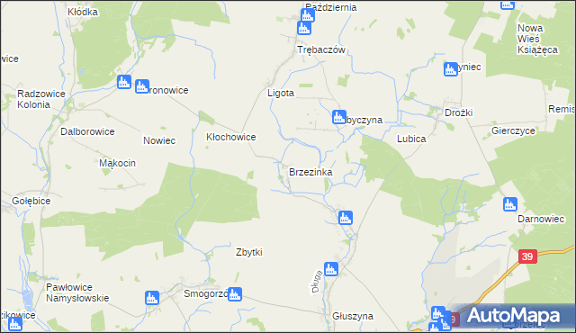 mapa Brzezinka gmina Namysłów, Brzezinka gmina Namysłów na mapie Targeo