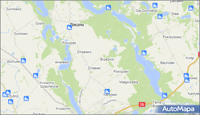 mapa Brzezinki gmina Zbiczno, Brzezinki gmina Zbiczno na mapie Targeo