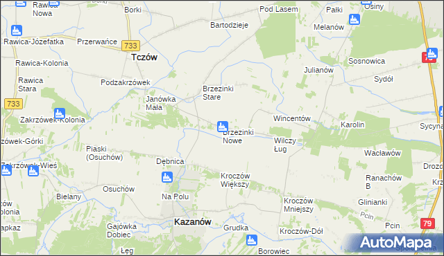 mapa Brzezinki Nowe, Brzezinki Nowe na mapie Targeo