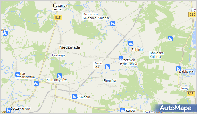 mapa Brzeźnica Bychawska-Kolonia, Brzeźnica Bychawska-Kolonia na mapie Targeo