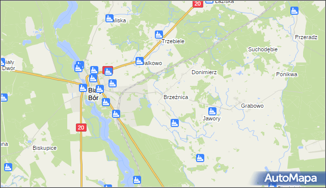 mapa Brzeźnica gmina Biały Bór, Brzeźnica gmina Biały Bór na mapie Targeo
