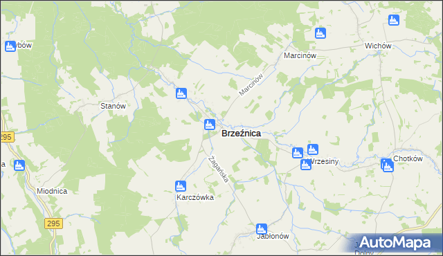 mapa Brzeźnica powiat żagański, Brzeźnica powiat żagański na mapie Targeo