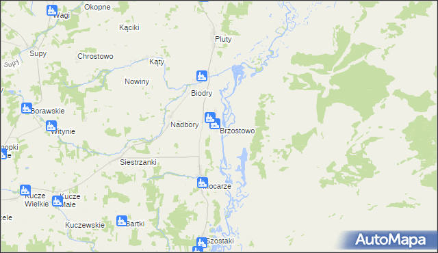 mapa Brzostowo gmina Jedwabne, Brzostowo gmina Jedwabne na mapie Targeo