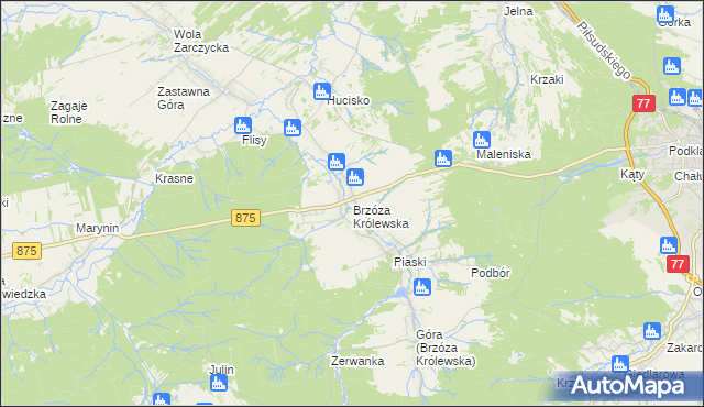 mapa Brzóza Królewska, Brzóza Królewska na mapie Targeo