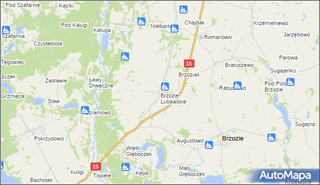 mapa Brzozie Lubawskie, Brzozie Lubawskie na mapie Targeo