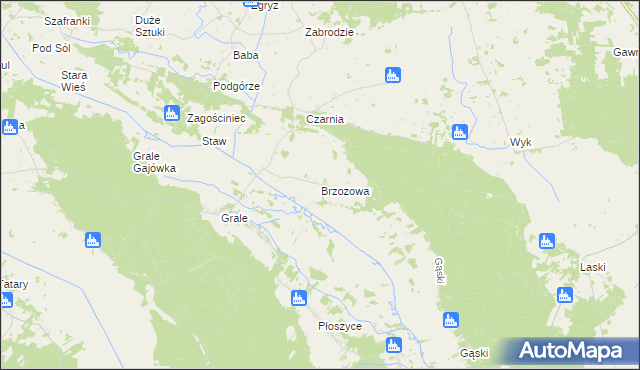 mapa Brzozowa gmina Kadzidło, Brzozowa gmina Kadzidło na mapie Targeo