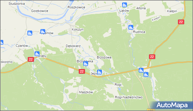 mapa Brzozowa gmina Krzeszyce, Brzozowa gmina Krzeszyce na mapie Targeo
