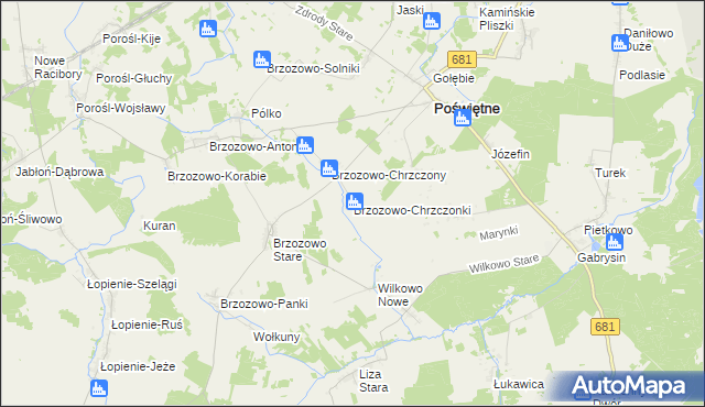 mapa Brzozowo-Chrzczonki, Brzozowo-Chrzczonki na mapie Targeo