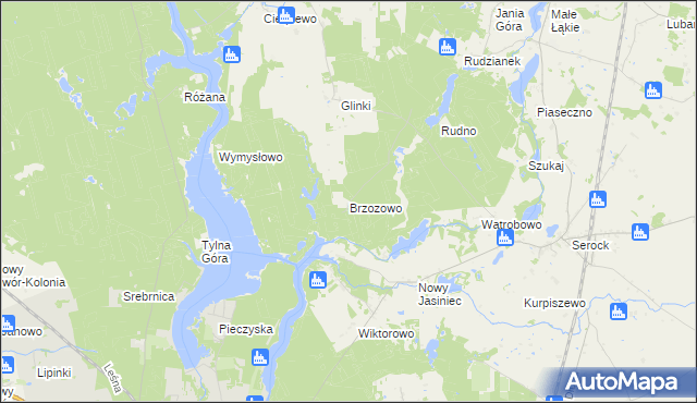 mapa Brzozowo gmina Koronowo, Brzozowo gmina Koronowo na mapie Targeo