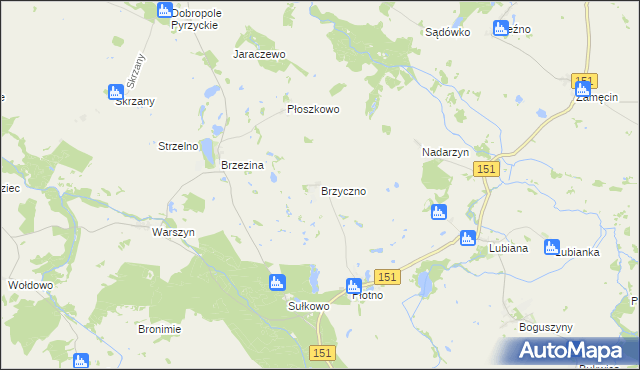 mapa Brzyczno, Brzyczno na mapie Targeo