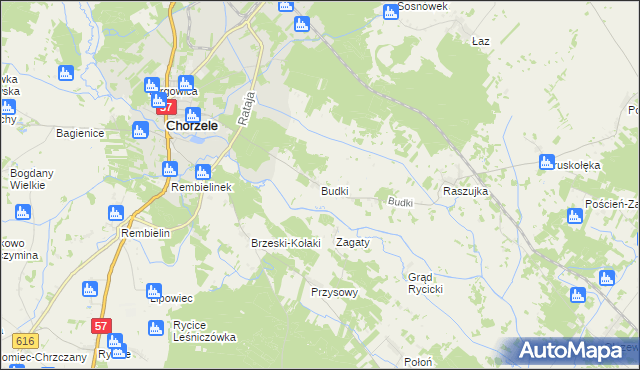 mapa Budki gmina Chorzele, Budki gmina Chorzele na mapie Targeo