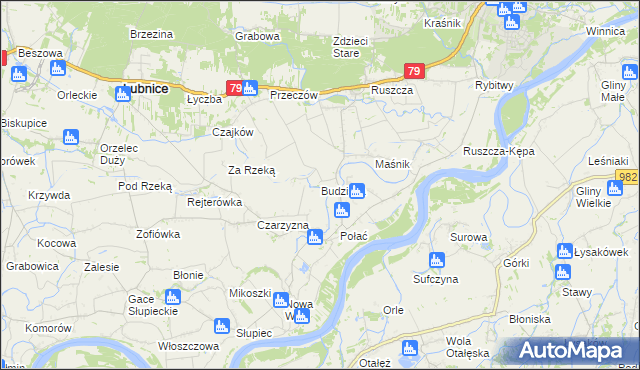 mapa Budziska gmina Łubnice, Budziska gmina Łubnice na mapie Targeo