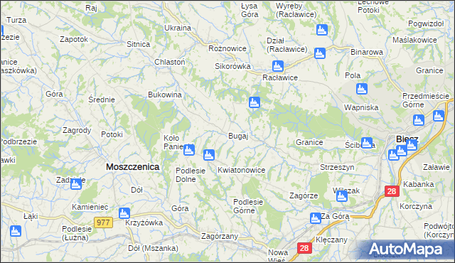 mapa Bugaj gmina Biecz, Bugaj gmina Biecz na mapie Targeo