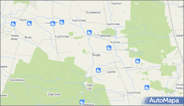mapa Bugaj gmina Raszków, Bugaj gmina Raszków na mapie Targeo