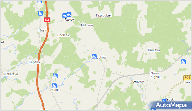mapa Buków gmina Sulechów, Buków gmina Sulechów na mapie Targeo