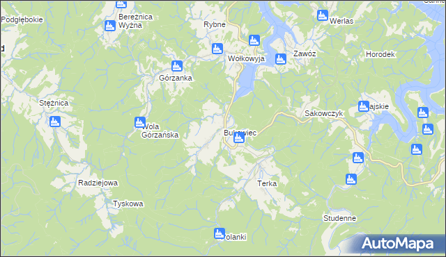 mapa Bukowiec gmina Solina, Bukowiec gmina Solina na mapie Targeo