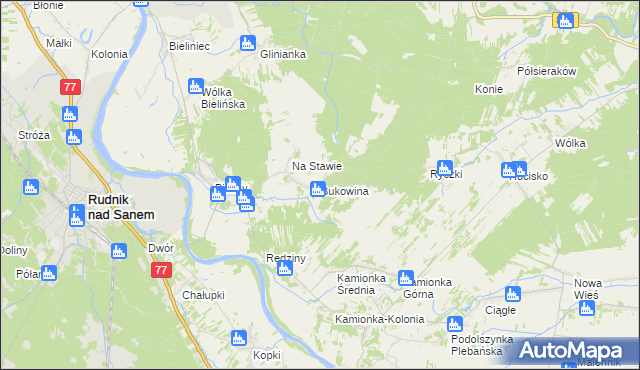 mapa Bukowina gmina Ulanów, Bukowina gmina Ulanów na mapie Targeo