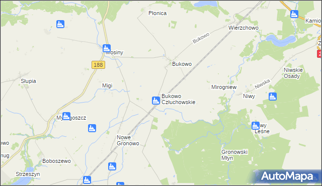 mapa Bukowo Człuchowskie, Bukowo Człuchowskie na mapie Targeo