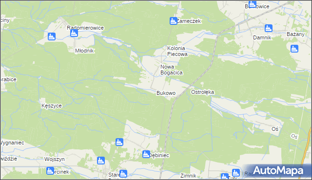 mapa Bukowo gmina Murów, Bukowo gmina Murów na mapie Targeo