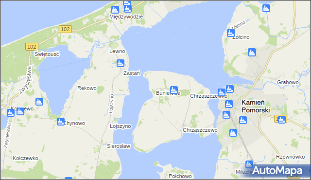 mapa Buniewice, Buniewice na mapie Targeo