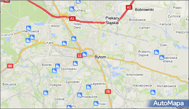 mapa Bytomia, Bytom na mapie Targeo