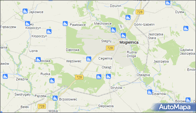 mapa Cegielnia gmina Mogielnica, Cegielnia gmina Mogielnica na mapie Targeo