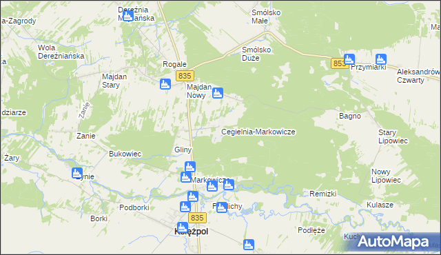 mapa Cegielnia-Markowicze, Cegielnia-Markowicze na mapie Targeo