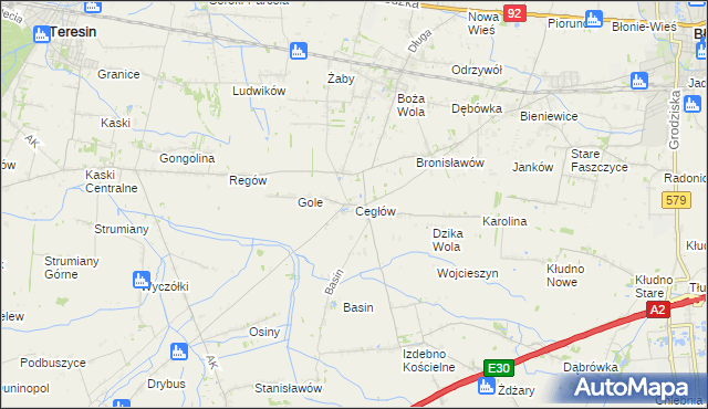 mapa Cegłów gmina Baranów, Cegłów gmina Baranów na mapie Targeo