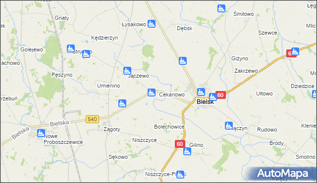 mapa Cekanowo gmina Bielsk, Cekanowo gmina Bielsk na mapie Targeo