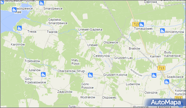 mapa Celestynów gmina Sławno, Celestynów gmina Sławno na mapie Targeo