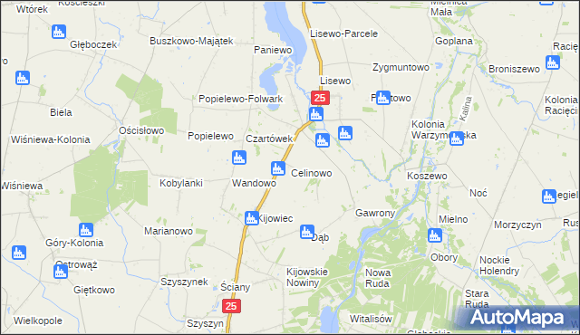 mapa Celinowo gmina Skulsk, Celinowo gmina Skulsk na mapie Targeo