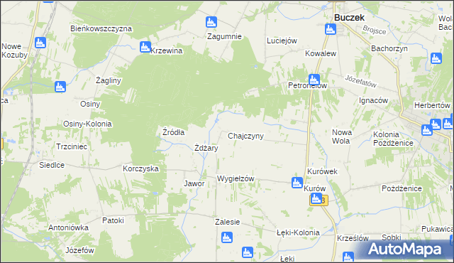 mapa Chajczyny, Chajczyny na mapie Targeo