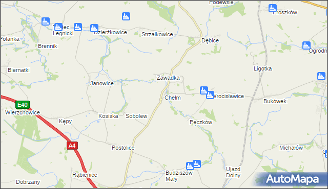 mapa Chełm gmina Malczyce, Chełm gmina Malczyce na mapie Targeo